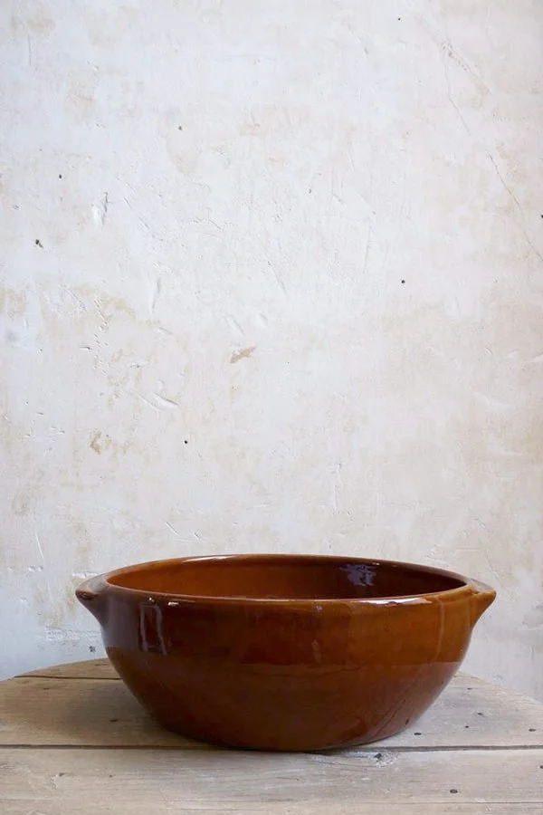 Brown Digoin stoneware bowl