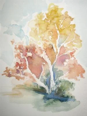 watercolor and wax on paper 10x12in