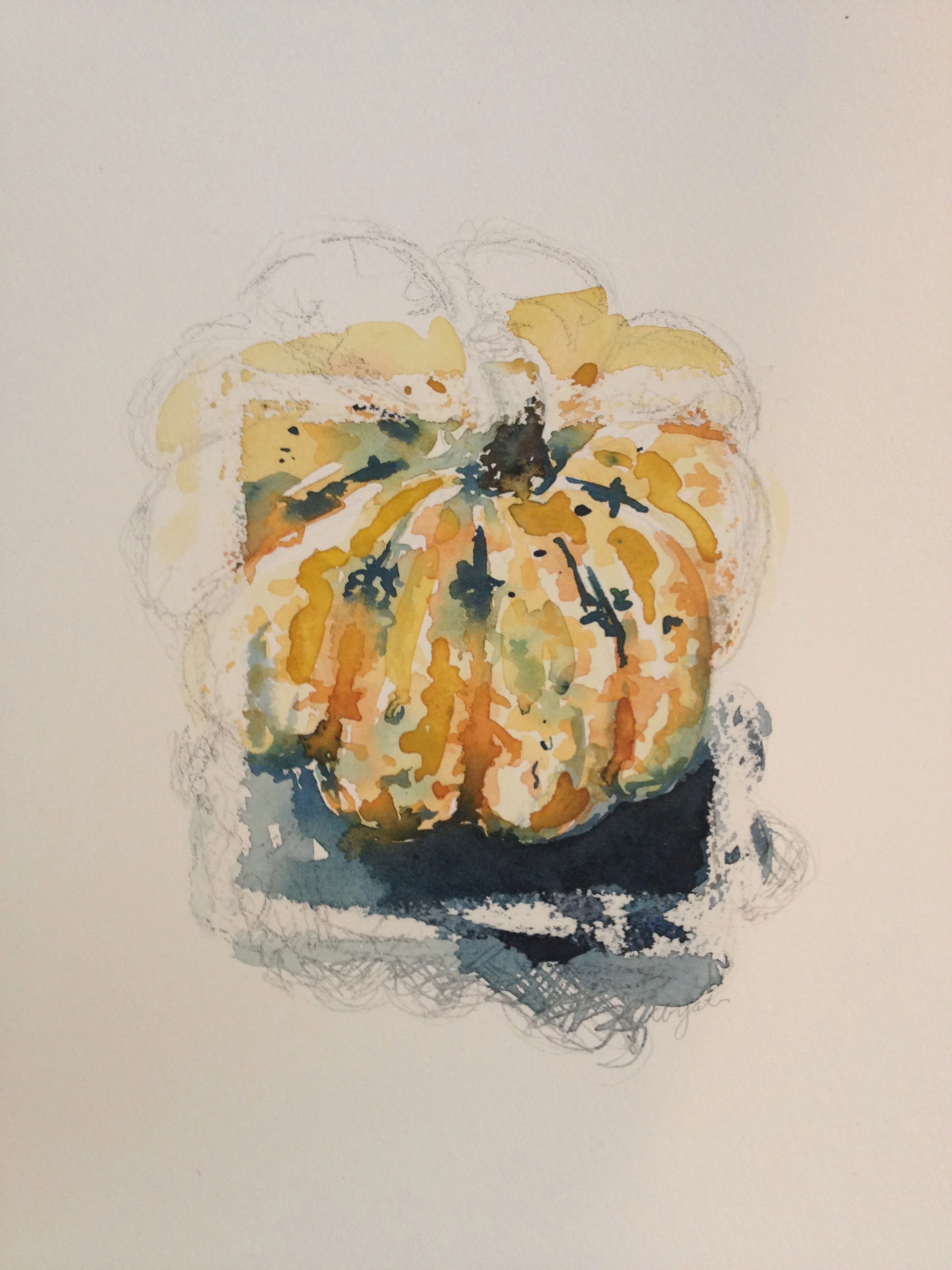  watercolor, wax and pencil on paper 8x10in 