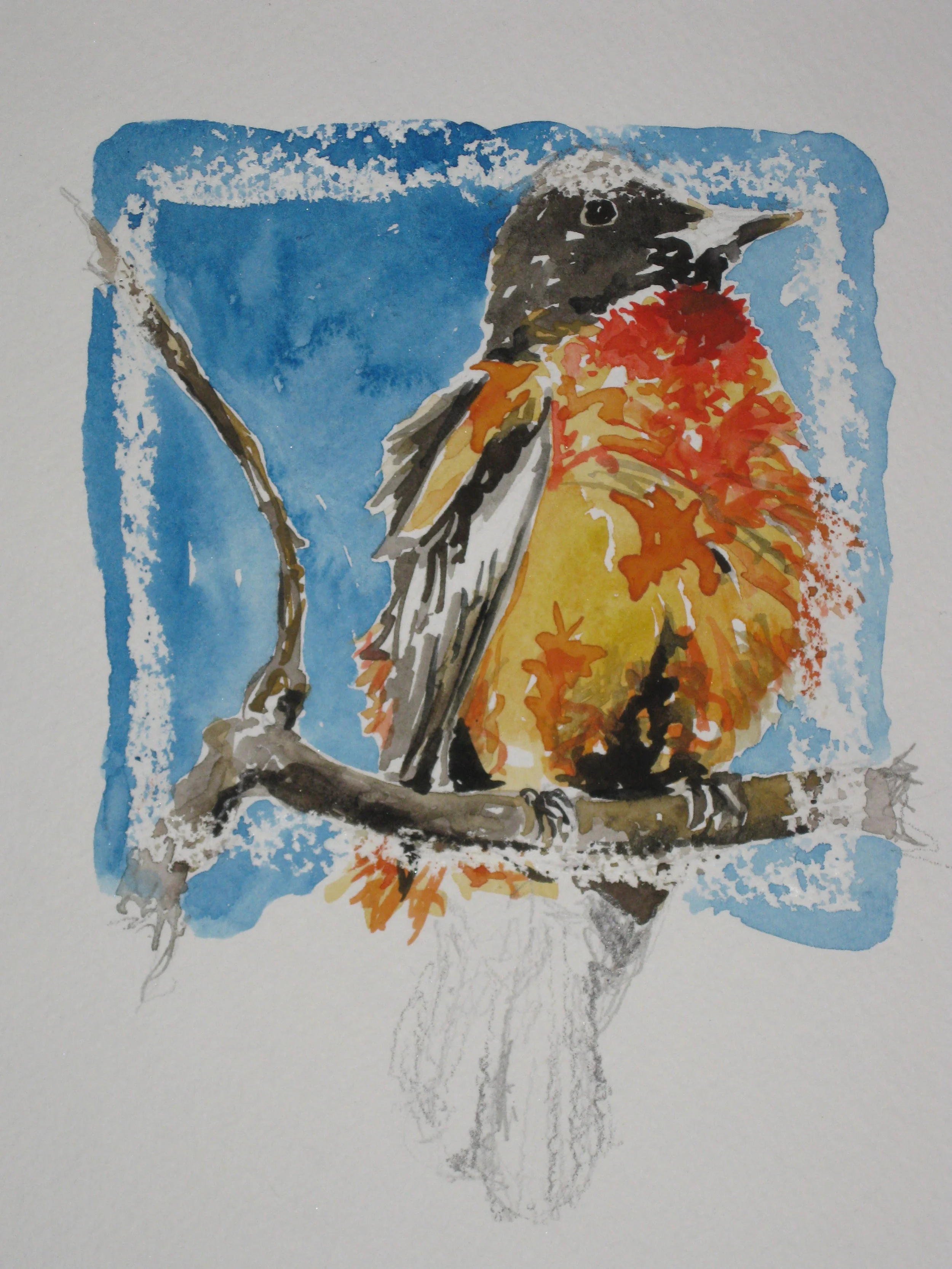  watercolor and wax on paper 6x6 