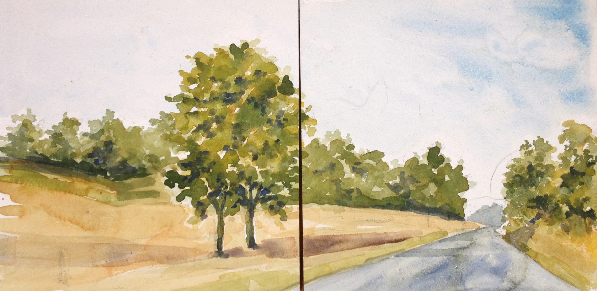  watercolor on aquabord, 2 panels, 6x6'' 