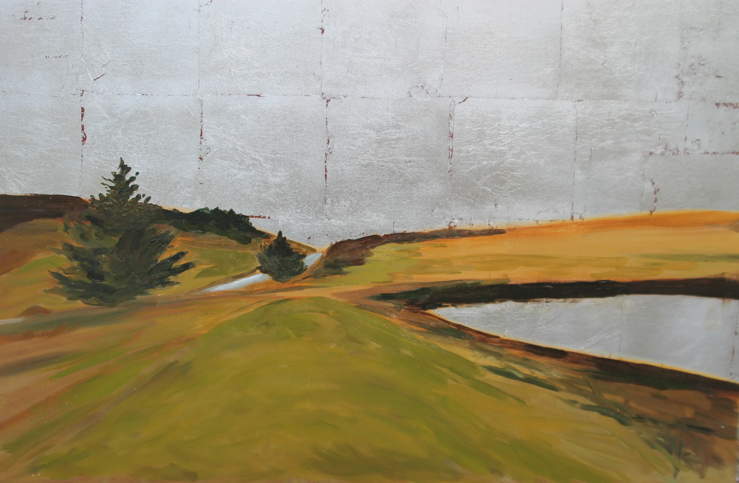  24 x 36 x 2&nbsp;oil on genuine silver leaf. nfs. 