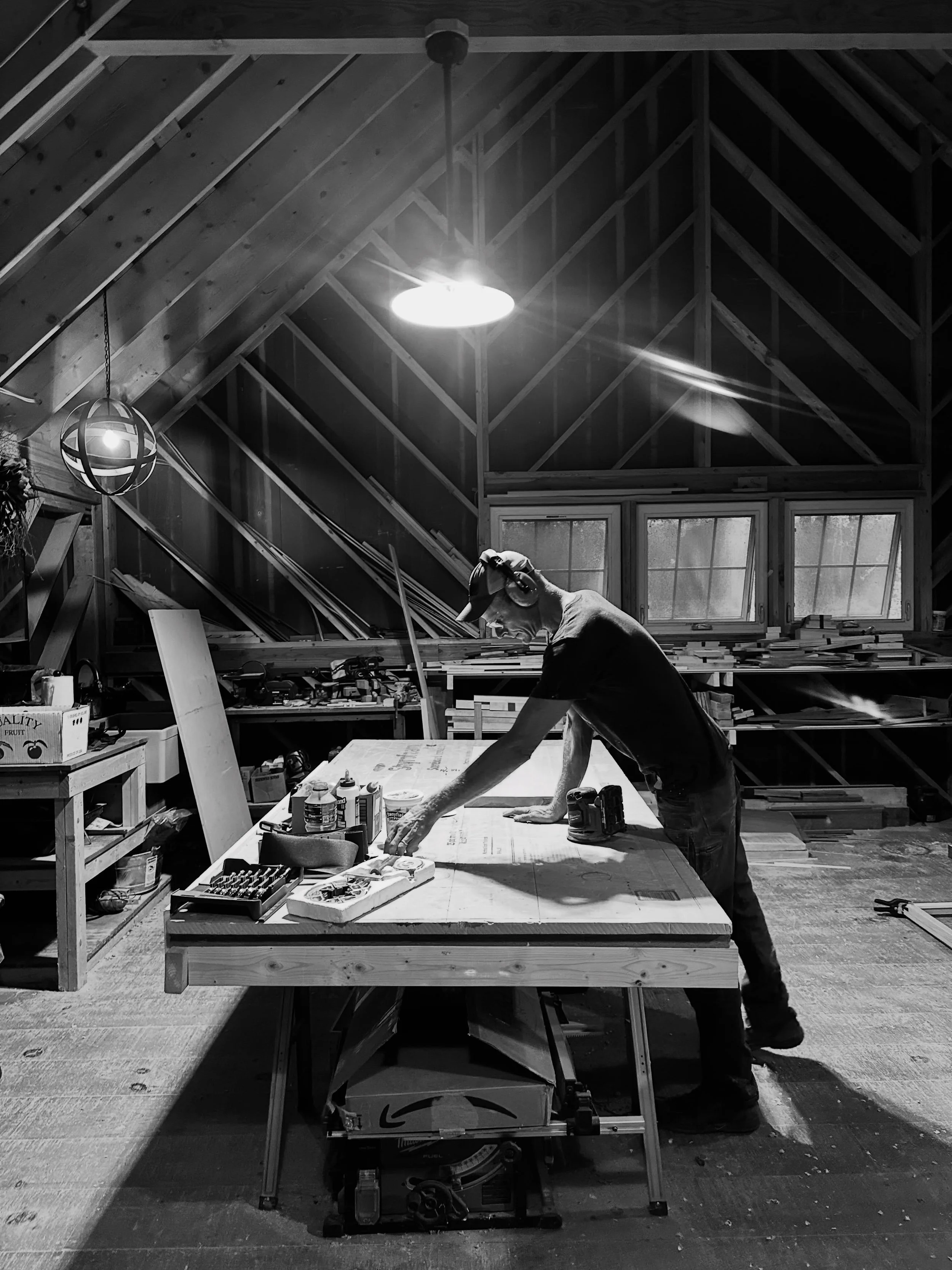 Meet my framer and husband Chris Yates. When he&rsquo;s not teaching philosophy, he builds stuff. Thanks to a shared workspace with @geobarns , he is able to create custom frames for my paintings out of maple or walnut. He&rsquo;s got about 15 more t