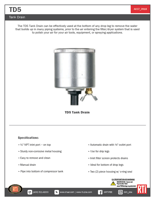 A037 TD5 Tank Drain