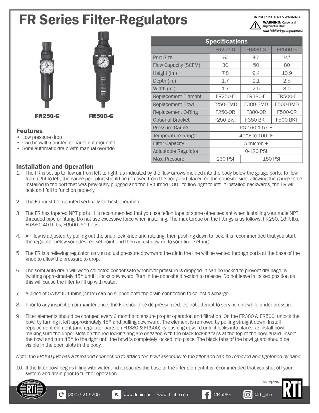 FR Series Service Sheet