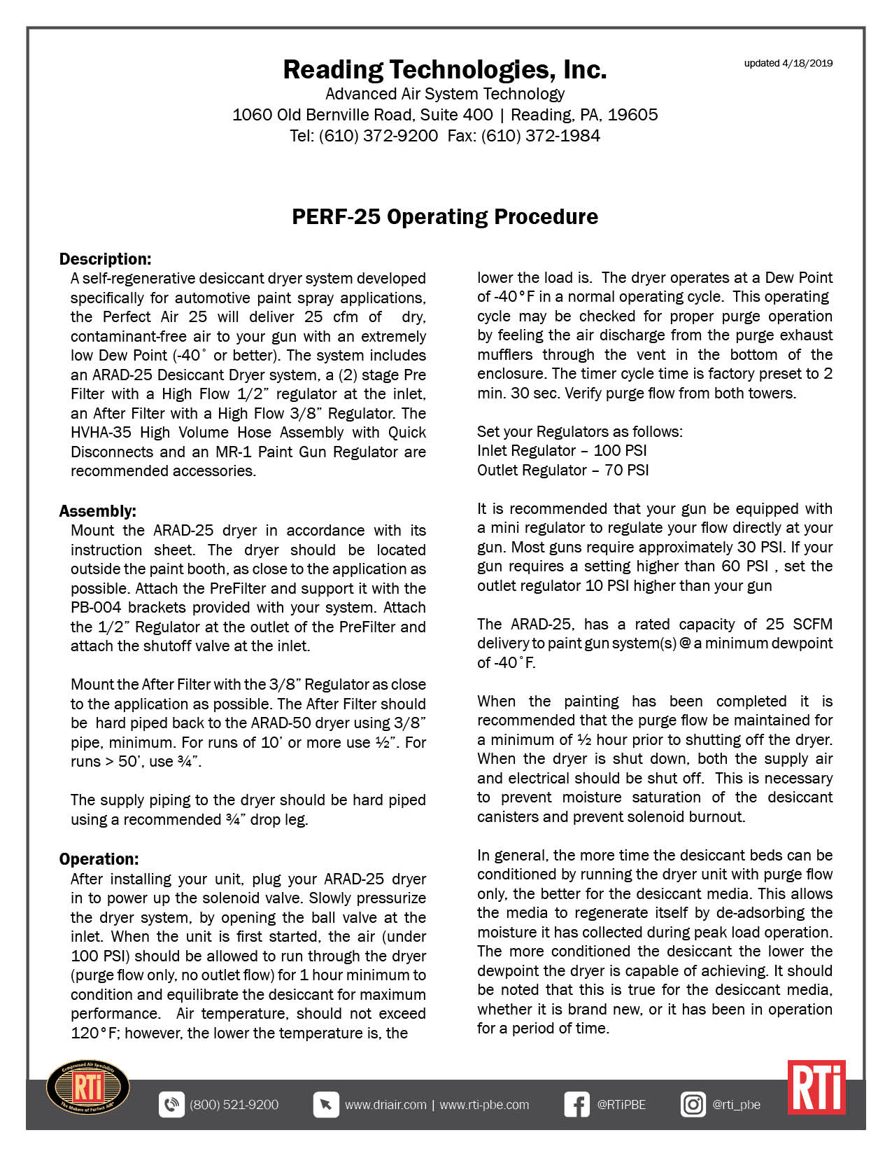 PERF-25 Operating Procedure