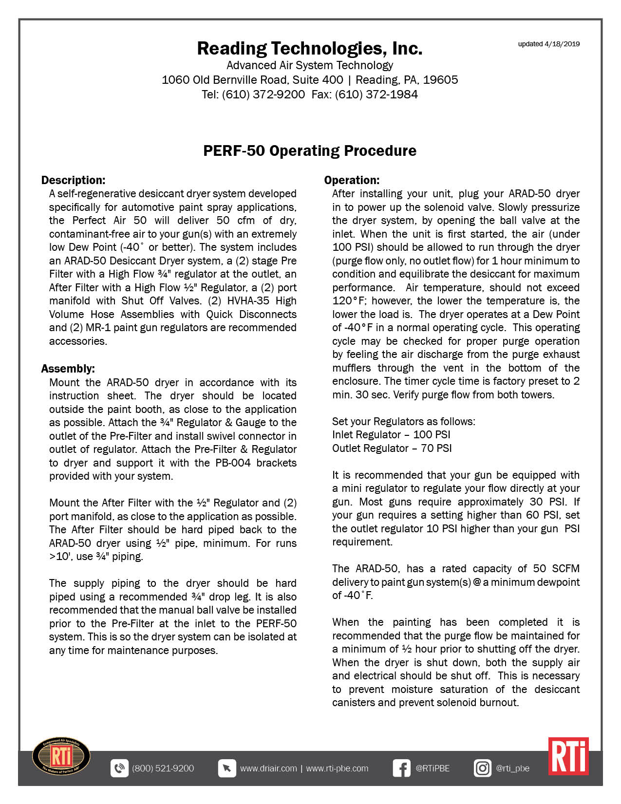 PERF-50 Operating Procedure