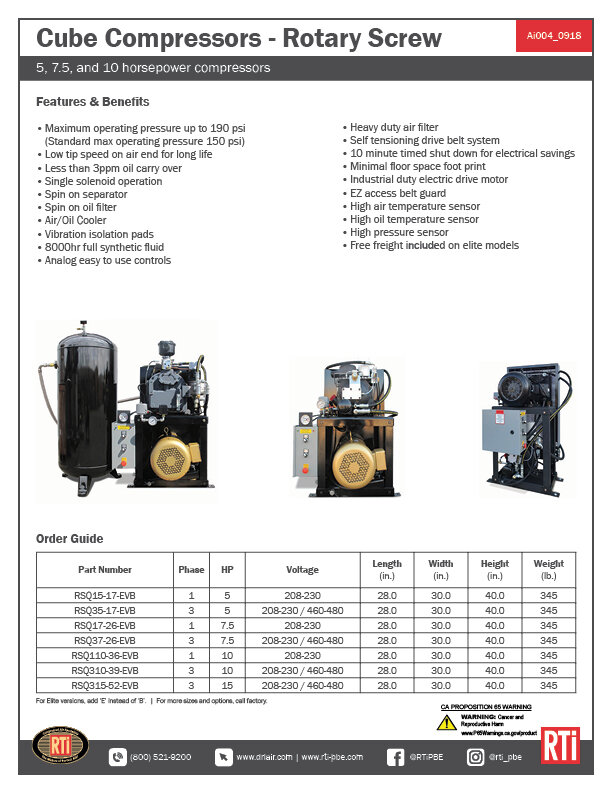 Ai004 Cube Compressors - Rotary Screw