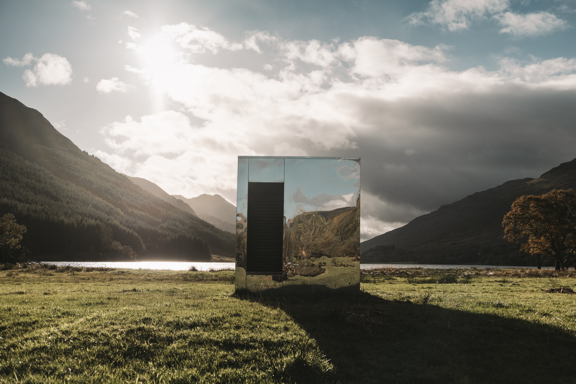 The Lookout Mirrored Box Installation at Loch Voil — FOR ALL THINGS