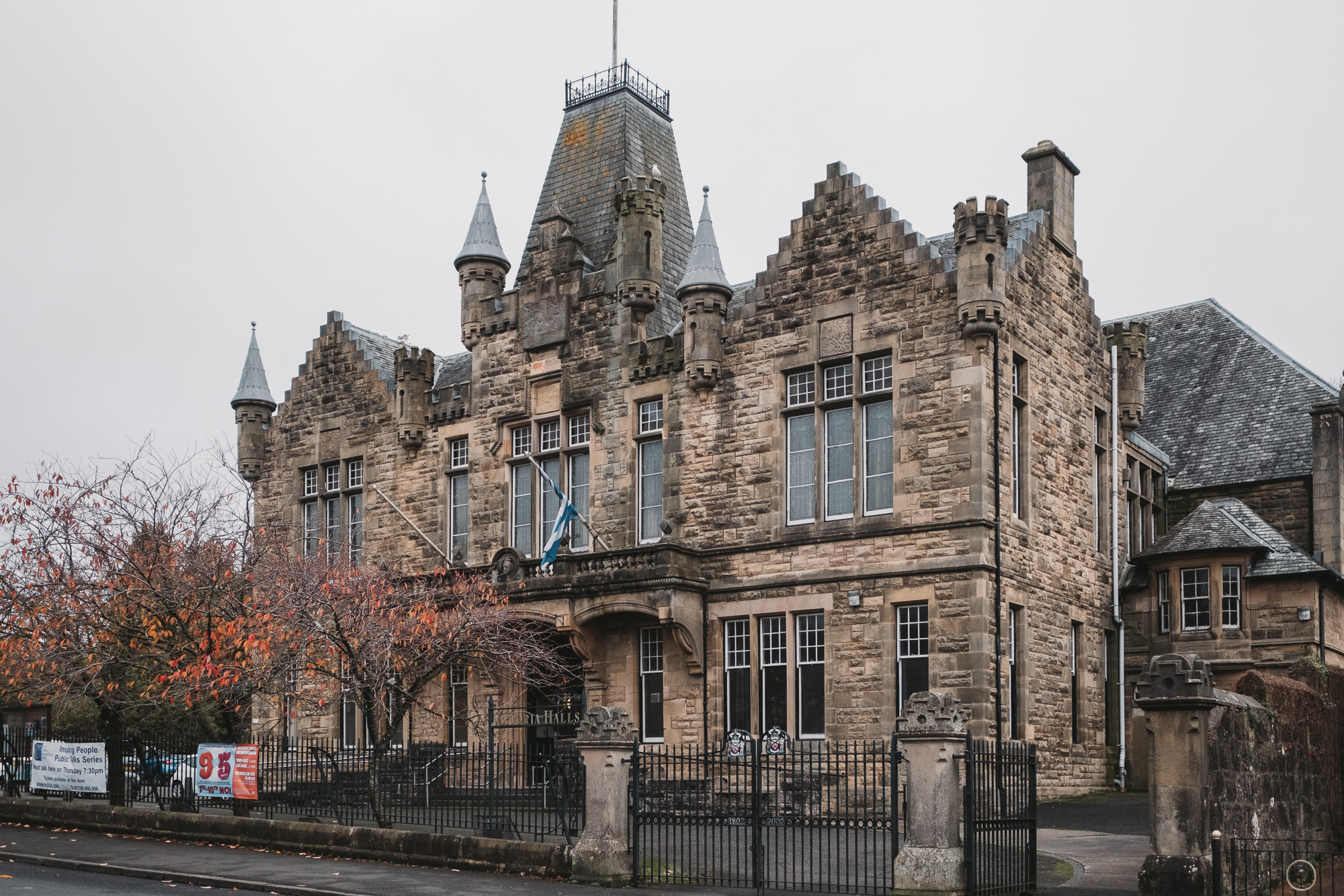 Victoria Halls in Scottish Baronial style