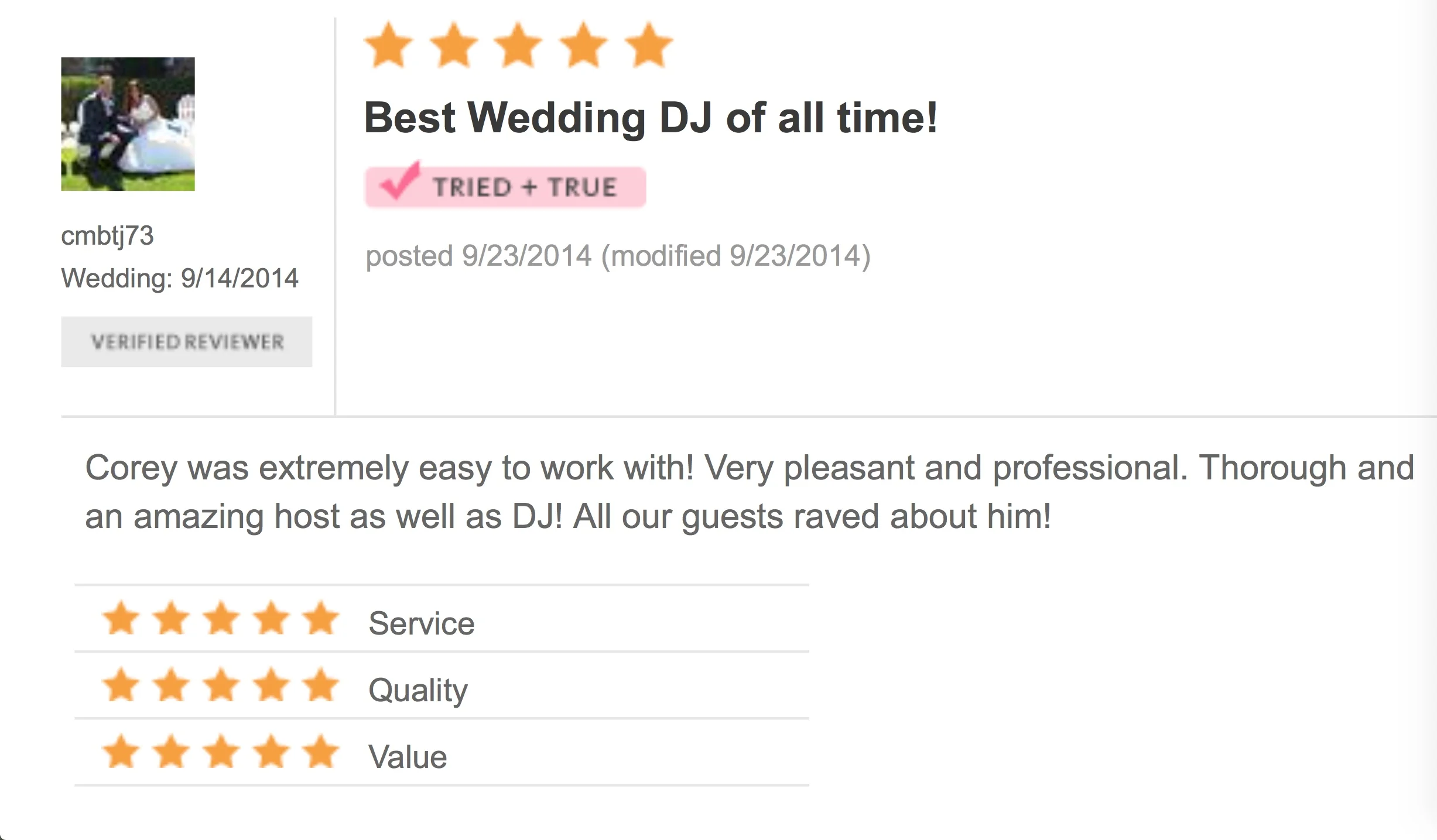 DJ Corey Young Wedding Reviews // Spain Restaurant Narragansett RI