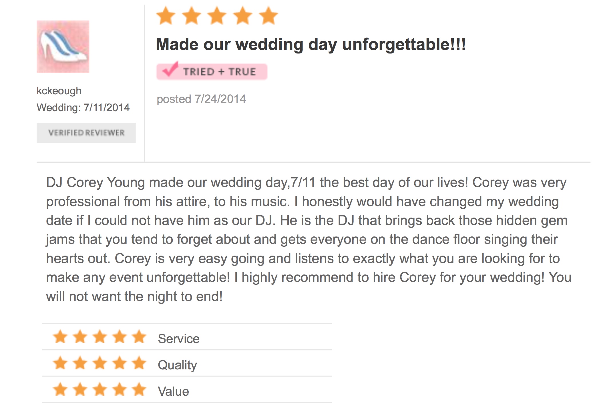 DJ Corey Young Wedding Reviews // Quidnessett Country Club North Kingstown RI