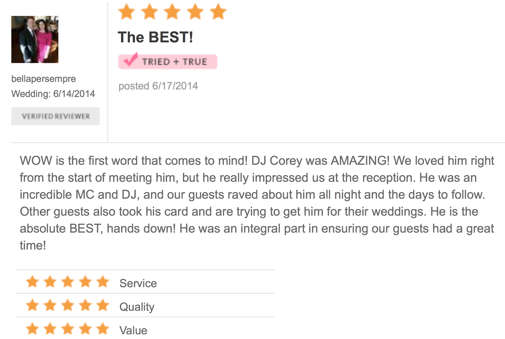 DJ Corey Young Wedding Reviews // Cafe Nuovo Providence RI
