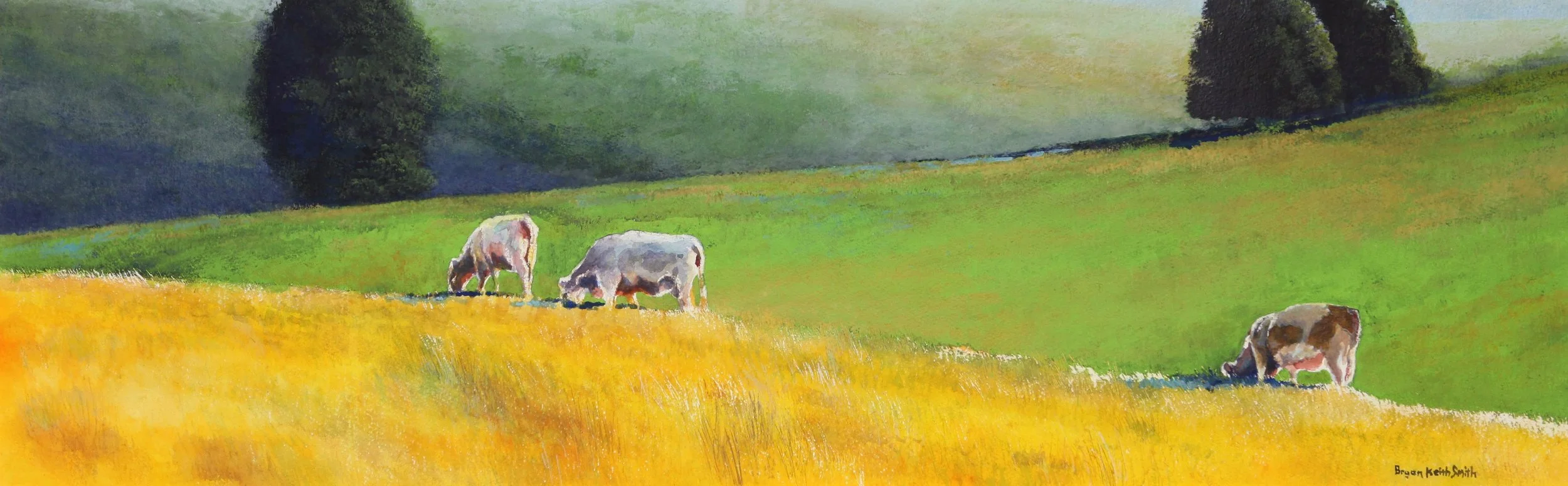 Three Cows Grazing 36 1/2" W x 11 1/2" H $3500.