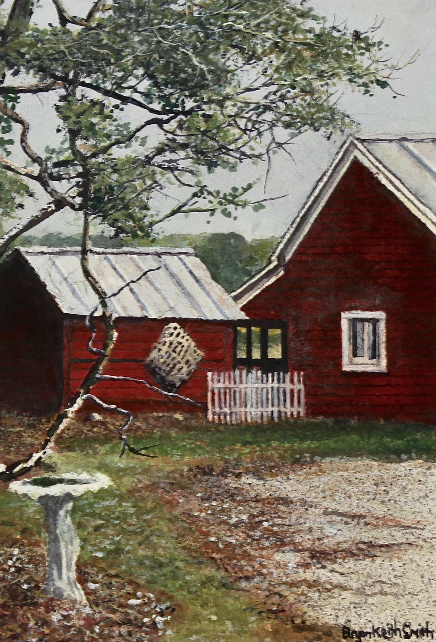 Red House 18 1/2" W x 21 1/2" H Framed $1300.