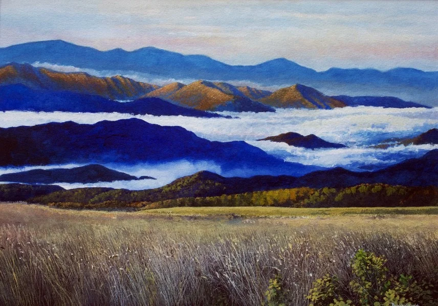 Fog in the Valley 46" W x 37" H Framed $5850.