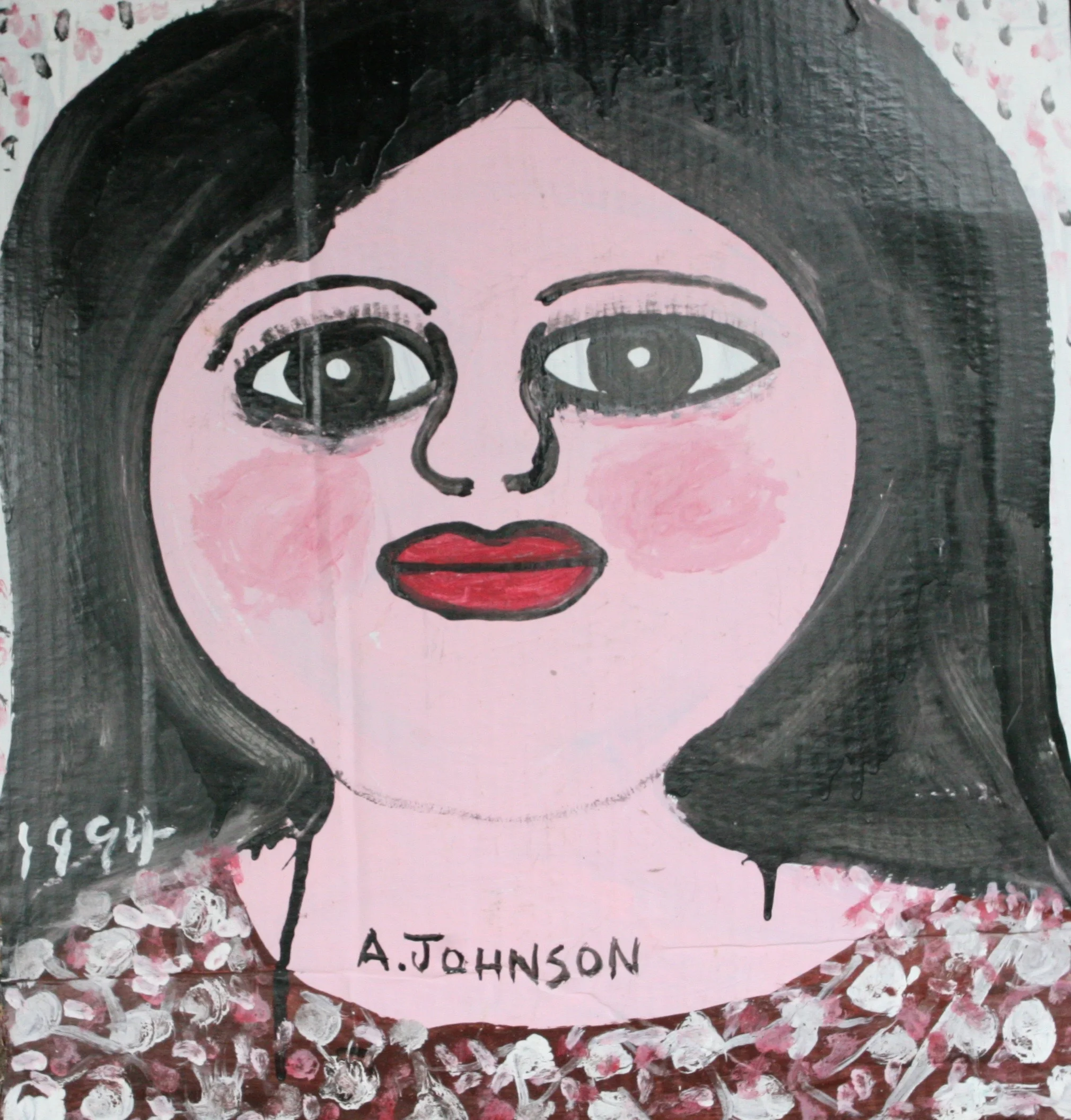 Lady with Black Hair Anderson Johnson 21 1/2" W x 20 1/2" H Unframed $300.