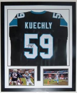 Luke Kuechly Signed Carolina Panthers Jersey - JSA COA Authenticated - Professionally Framed & 2 8x10 Photo - 32x42