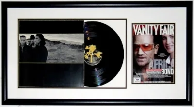 Bono Signed U2 Joshua Tree Album & Photo Compilation - PSA DNA COA Authenticated - Professionally Framed 34x16