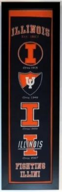 Illinois Fighting Illini Heritage Logo Banner - Professionally Framed