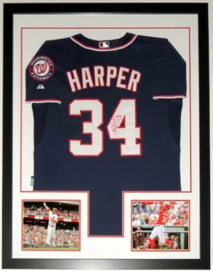 Bryce Harper Signed Majestic Washington Nationals Jersey - JSA COA Authenticated - Professionally Framed & 2 8x10 Photo 34x42