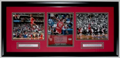 Michael Jordan Signed Chicago Bulls Upper Deck Authenticated 8x10 Photo Compilation - UDA COA - Custom Framed 32x16
