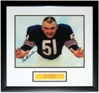 Dick Butkus Signed Chicago Bears 11x14 Photo JSA COA Authenticated - Professionally Framed & Plate