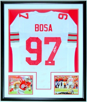 Joey Bosa Signed Ohio State Buckeyes Jersey - JSA COA Authenticated - Professionally Framed & 2 8x10 Photo 34x42