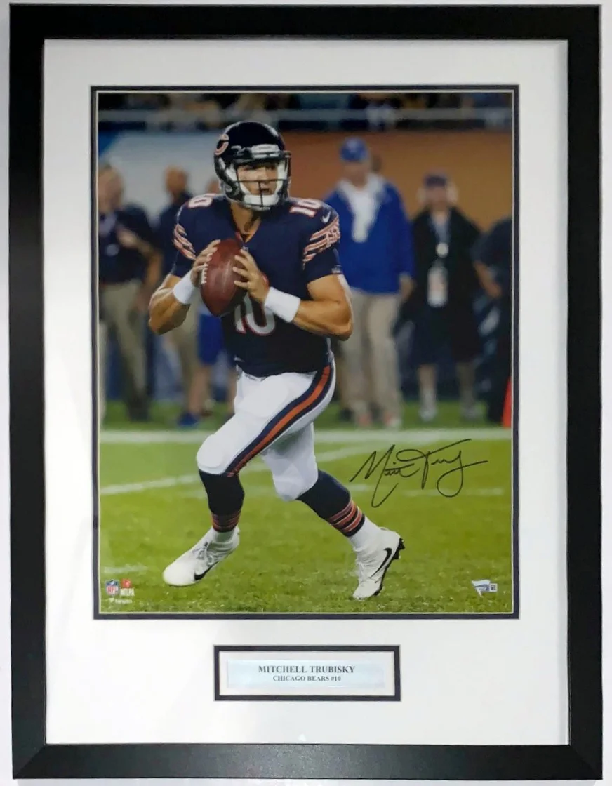 Mitchell Trubisky Autographed Chicago Bears 16x20 Photo - Fanatics COA Authenticated - Professionally Framed & Plate