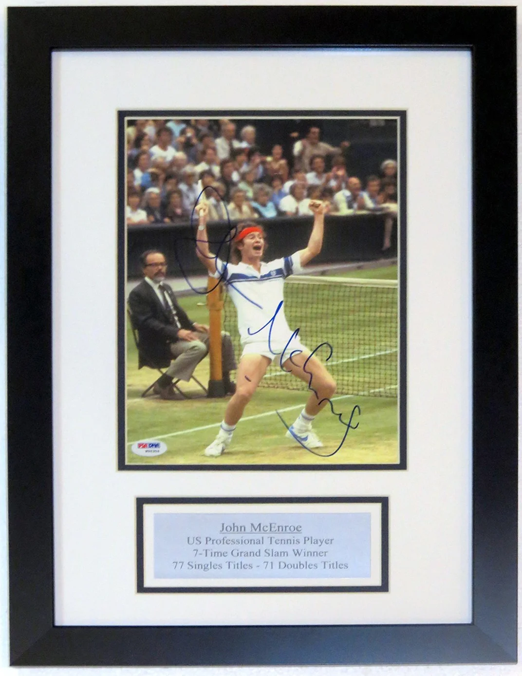 John McEnroe Signed Wimbledon 8x10 Photo - PSA DNA COA Authenticated - Custom Framed & Plate