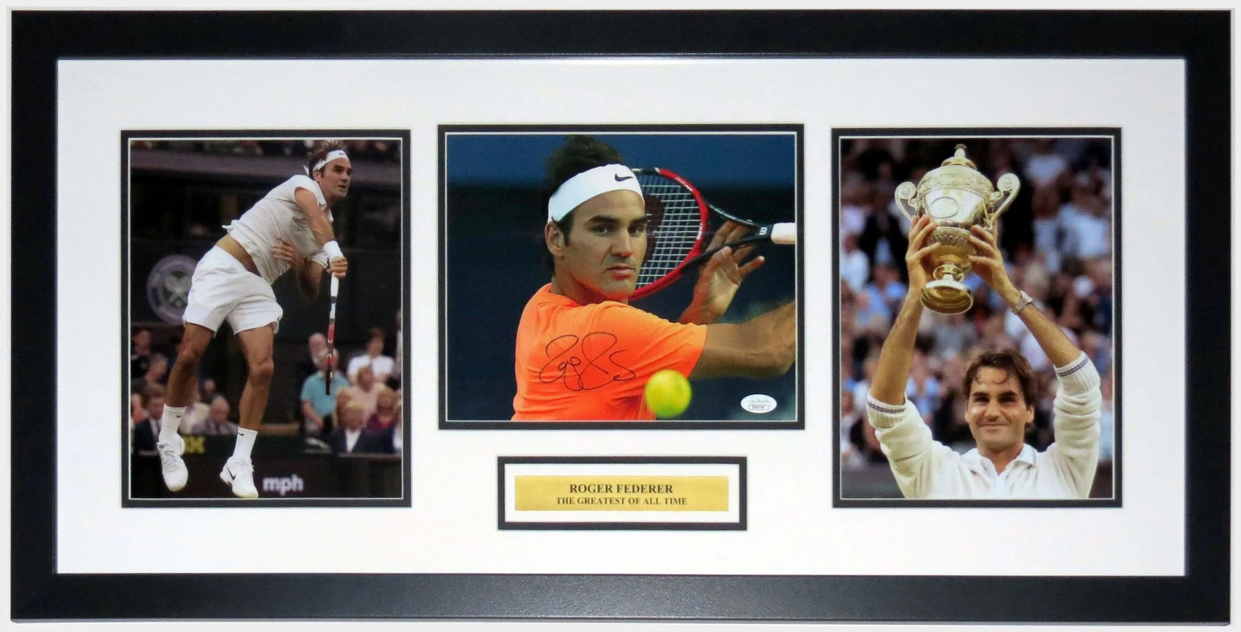 Roger Federer Signed Wimbledon Championship 8x10 Photo - JSA COA Authenticated - Professionally Framed & Plate