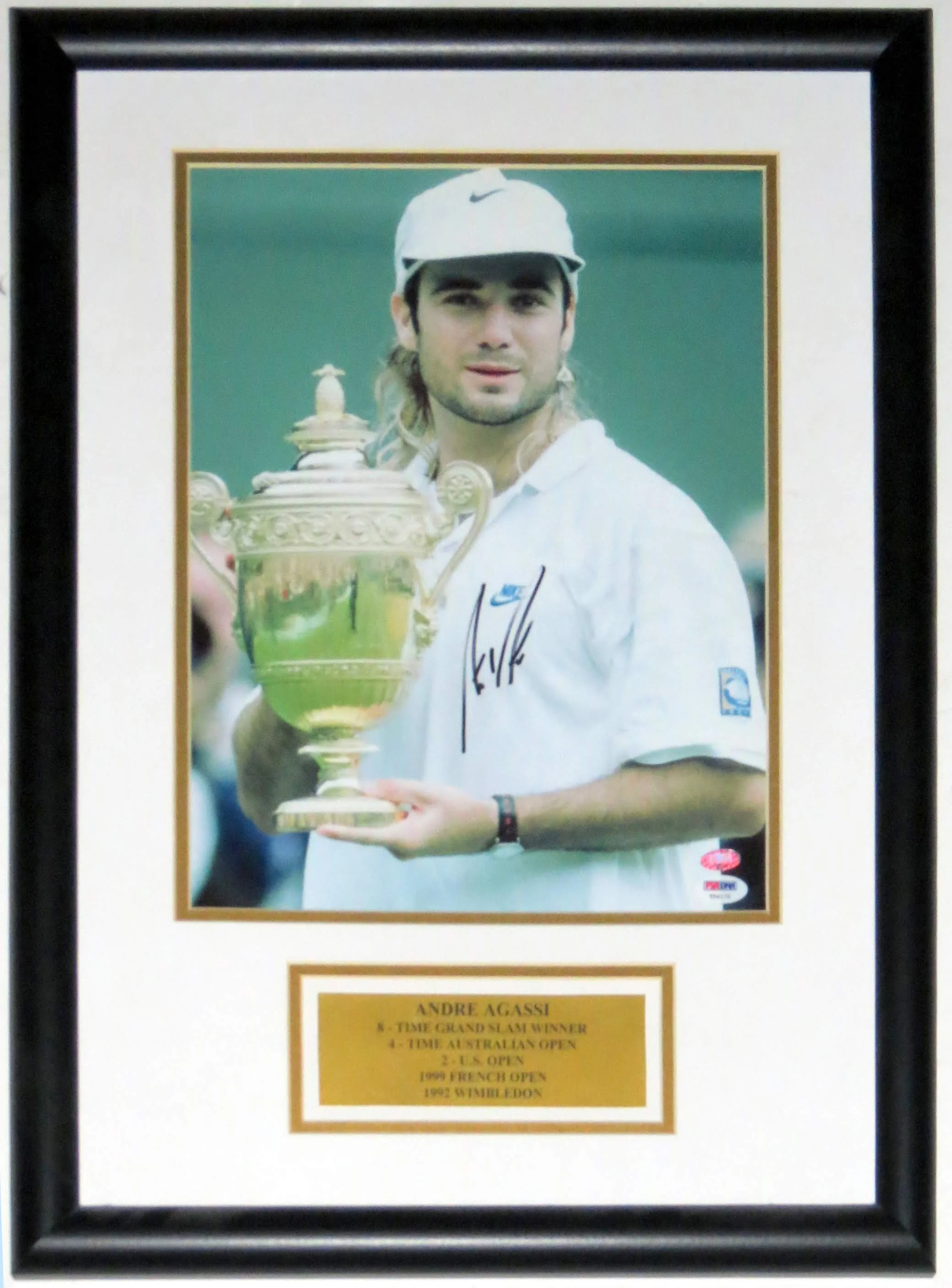 Andre Agassi Signed Wimbledon Championship 11x14 Photo - PSA DNA COA Authenticated - Professionally Framed & Plate