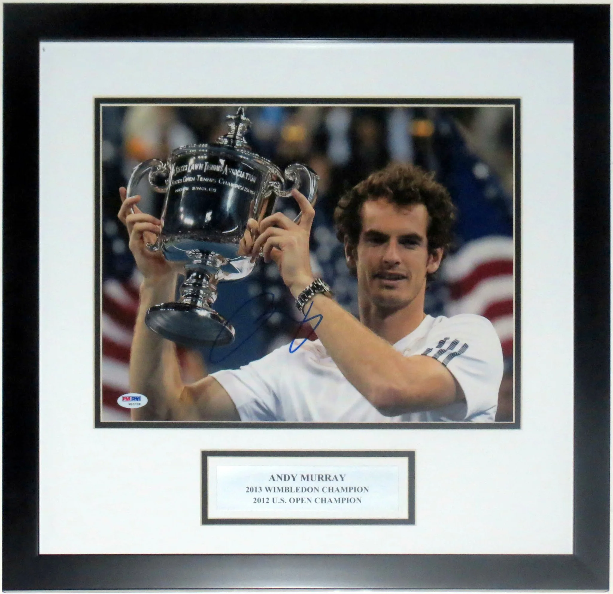 Andy Murray Autographed U.S. Open 11x14 Photo - PSA DNA COA Authenticated - Custom Framed & Plate