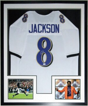 LAMAR JACKSON Baltimore Ravens Framed Autographed Jersey