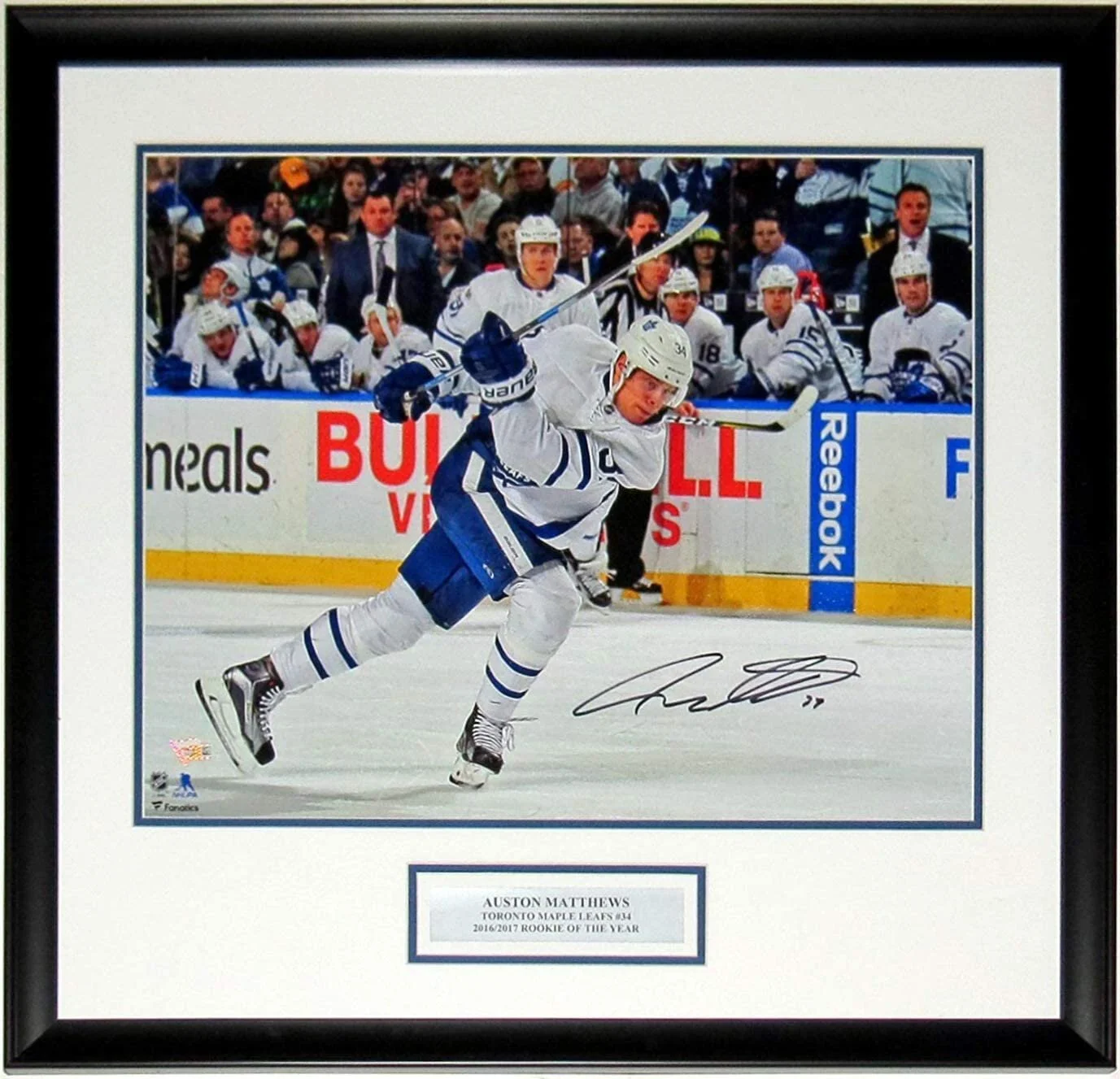 Auston Matthews Signed Maple Leafs 16x20 Photo - Fanatics COA Authenticated - Professionally Framed &amp; Rookie of the Year Plate