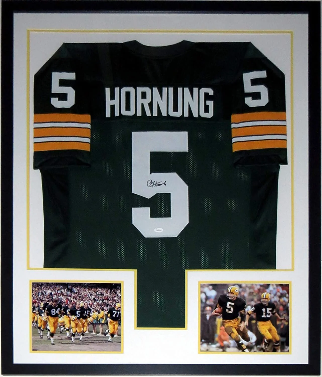 Paul Hornung Signed Green Bay Packers Jersey - JSA COA Authenticated - Professionally Framed and 2 8x10 Photo 34x42