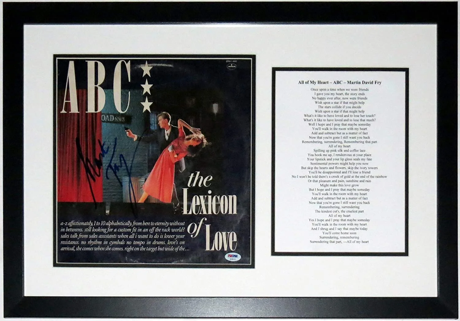 Martin Fry Signed ABC The Lexicon of Love Album - PSA DNA COA Authenticated - Professionally Framed &amp; Lyrics