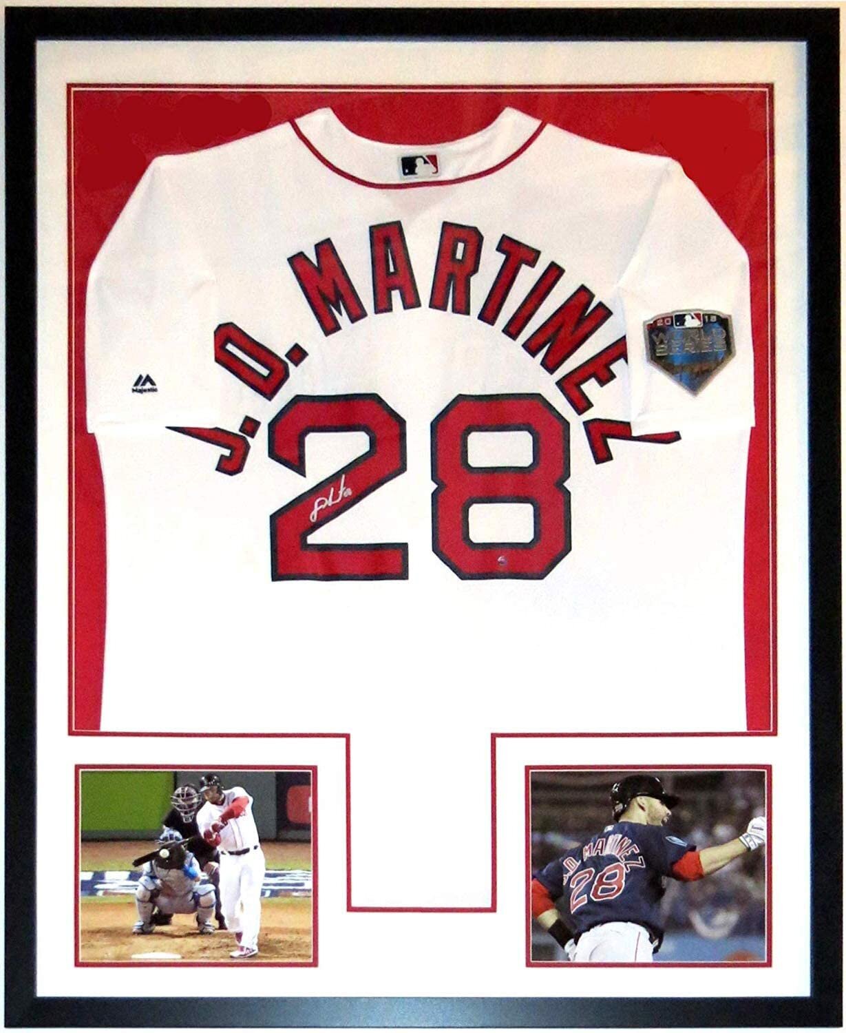 JD Martinez Signed Authentic Majestic 2018 Boston Red Sox World Series Jersey - Steiner Sports COA Authenticated - Professionally Framed and 2 8x10 Photo