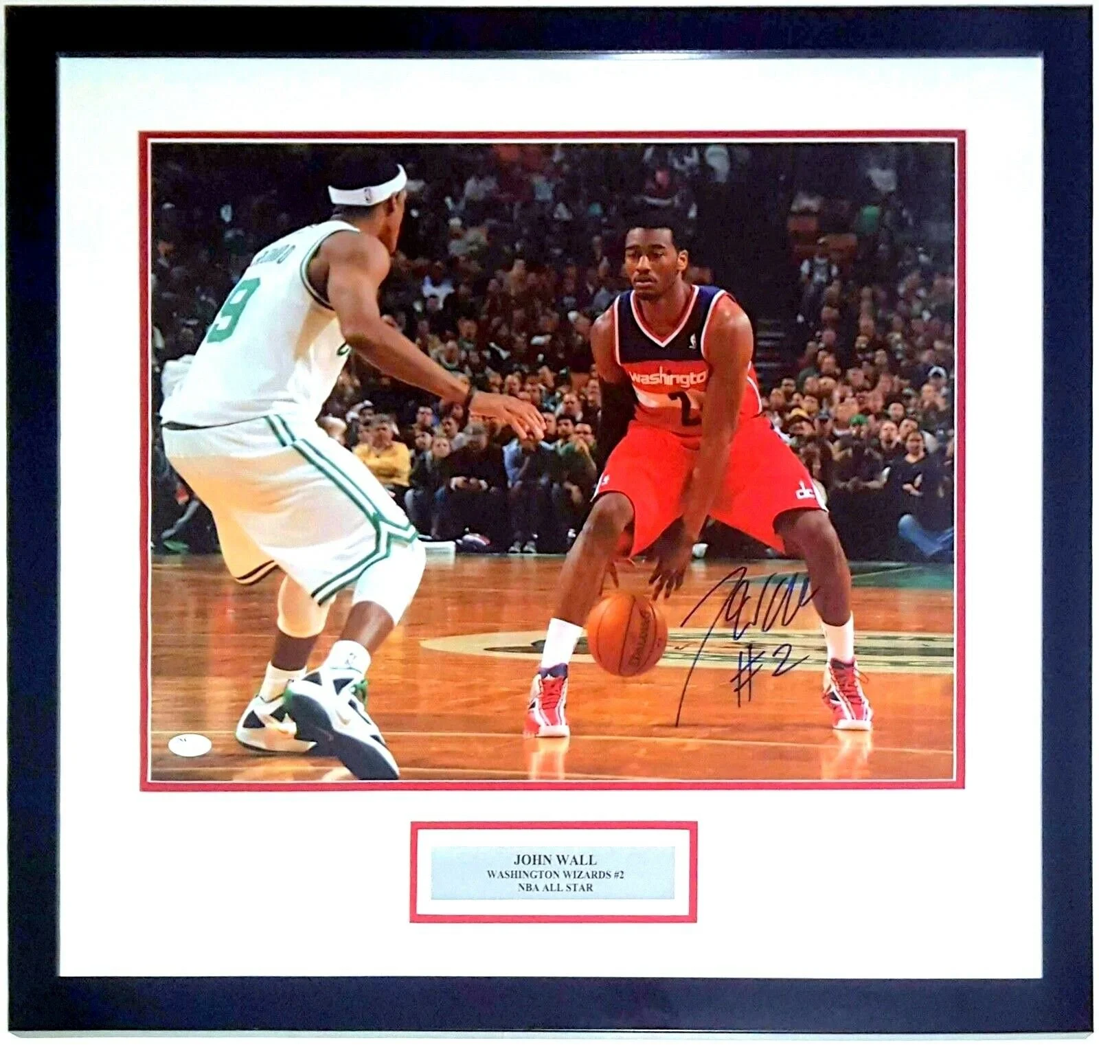 John Wall Autographed Washington Wizards 16x20 Photo JSA COA - Professionally Framed and Plate