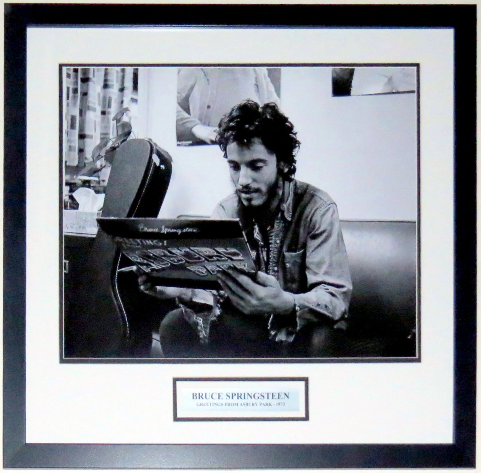 Bruce Springsteen 1973 Greeting From Asbury Park 16x20 Photo - Professionally Framed and Plate