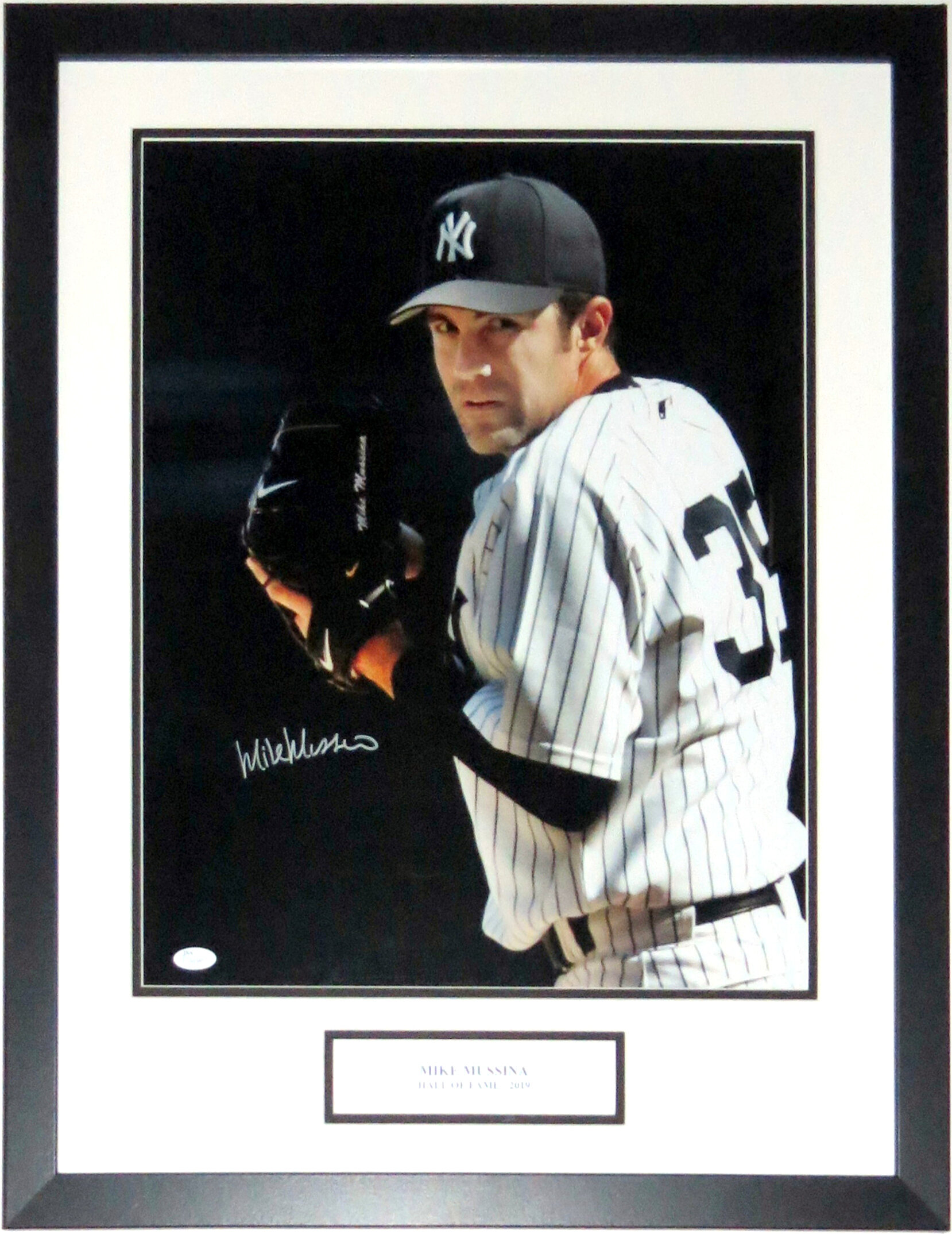 Mike Mussina Signed 16x20 Photo - JSA COA Authenticated - Professionally Framed &amp; Hall of Fame Plate