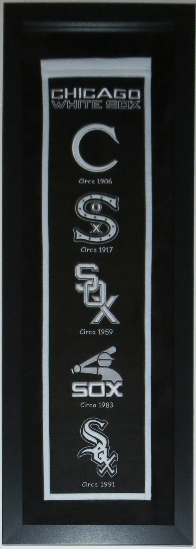 Chicago White Sox Heritage Logo Banner - Professionally Framed with Suede Matting 38x16