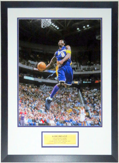 Kobe Bryant Los Angeles Lakers Slam Dunk 16x20 Photo and Commemorative Hall of Fame Plate - Professionally Framed