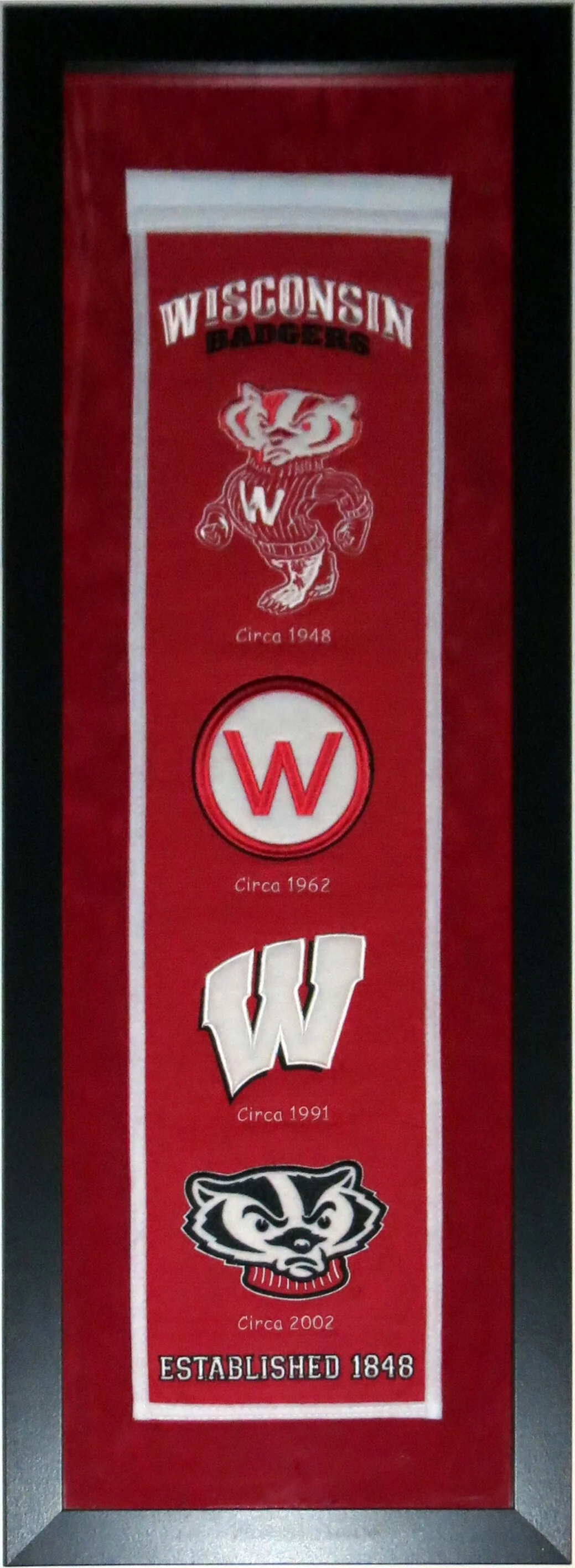 Wisconsin Badgers Heritage Logo Banner - Professionally Framed with Suede Mat Board 38x16