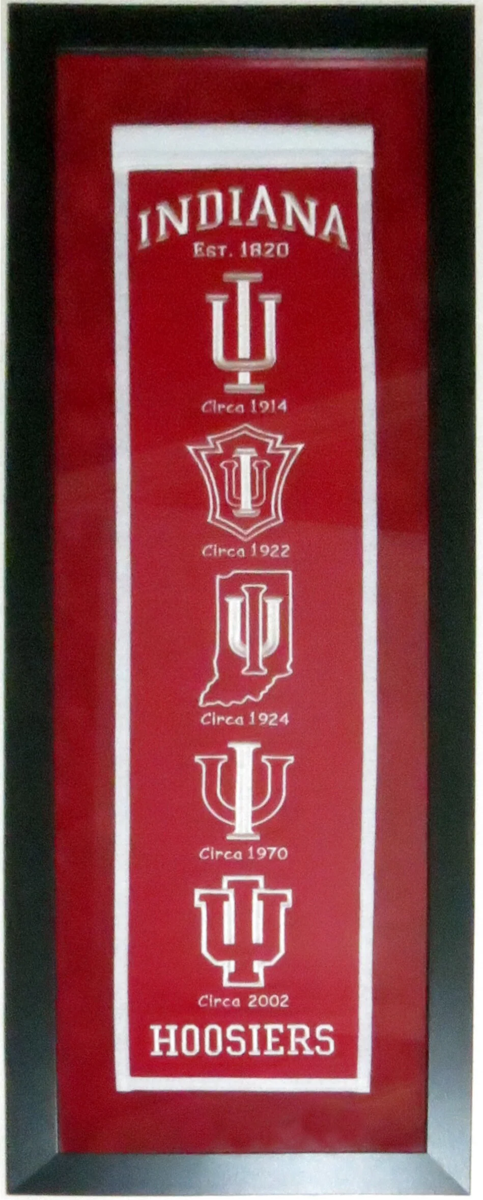 Indiana Hoosiers Heritage Logo Banner - Professionally Framed with Suede Mat Board 38x16