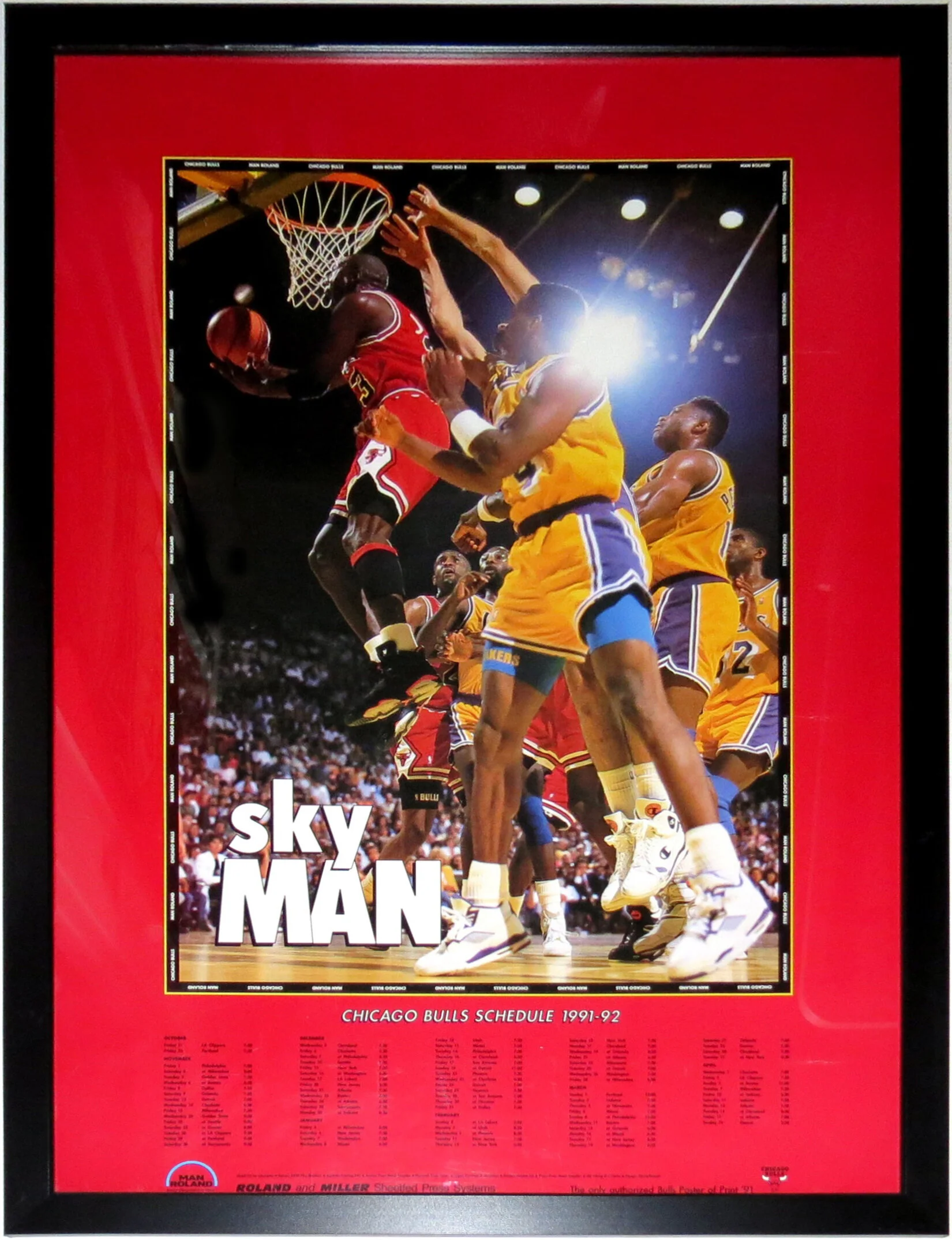 Michael Jordan Chicago Bulls 1991 Sky Man Poster - Professionally Framed 40x50