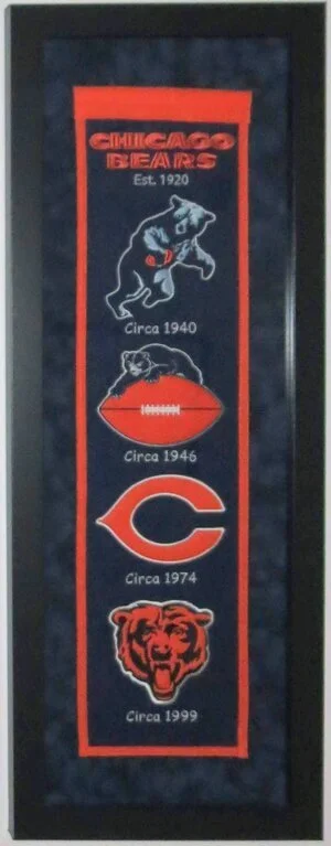 Chicago Bears Heritage Banner - Professionally Framed with Suede Matting 38x16