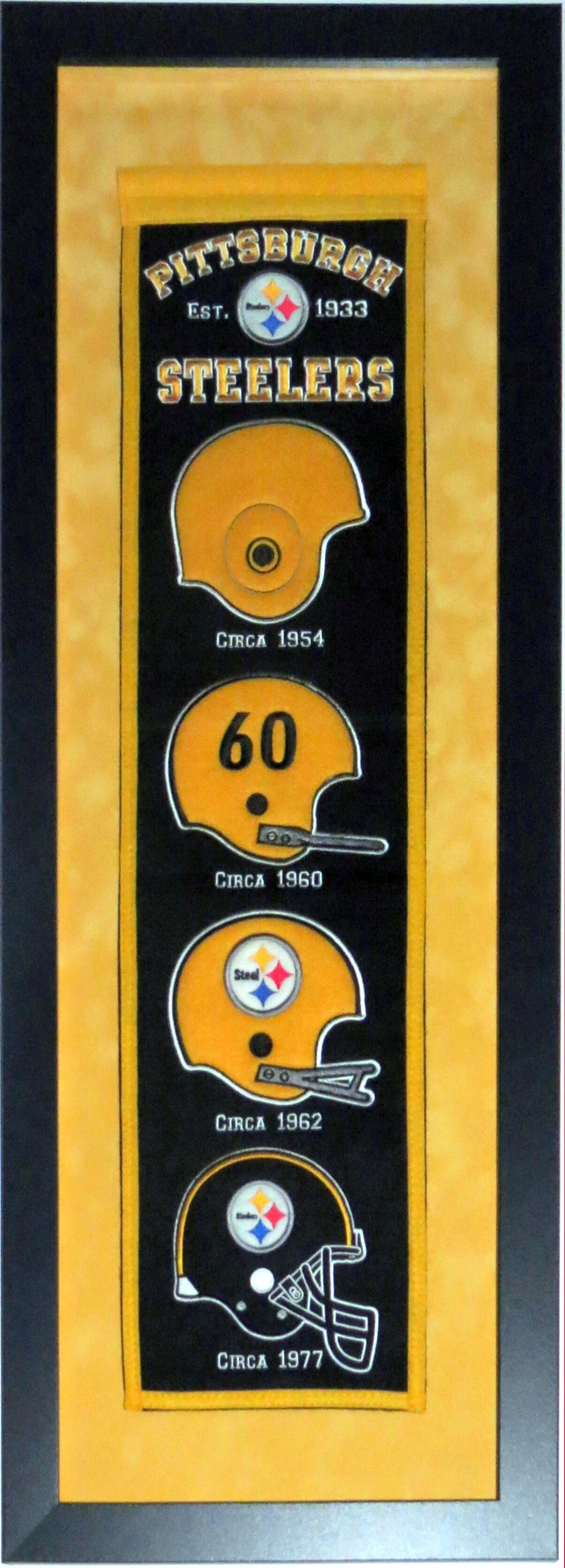 Pittsburgh Steelers Heritage Banner - Professionally Framed with Suede Matting 38x16