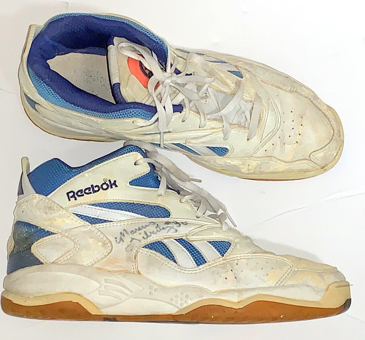 Bleachers Sports Music & Framing — Marcus Liberty Signed Game Used Pair  Reebok Pumps Size 13 Shoes