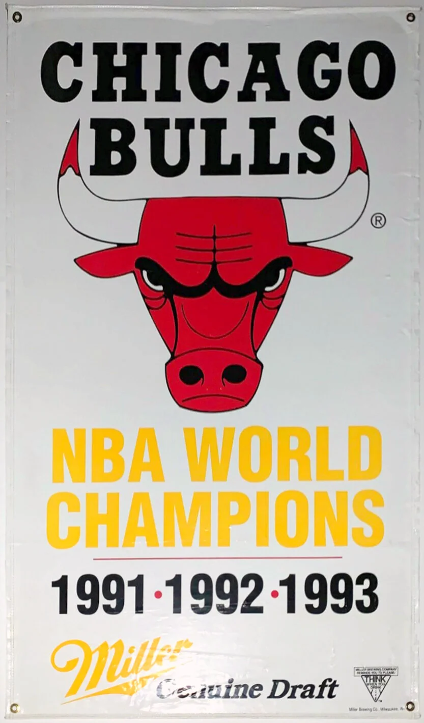 Chicago Bulls 1991 1992 1993 NBA World Champions 36x60 Vinyl Banner
